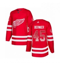 Mens Adidas Detroit Red Wings 45 Jonathan Bernier Authentic Red Drift Fashion NHL Jersey 