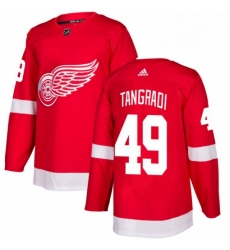 Mens Adidas Detroit Red Wings 49 Eric Tangradi Authentic Red Home NHL Jersey 