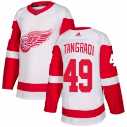 Mens Adidas Detroit Red Wings 49 Eric Tangradi Authentic White Away NHL Jersey 
