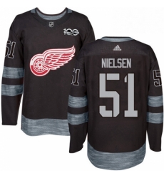Mens Adidas Detroit Red Wings 51 Frans Nielsen Authentic Black 1917 2017 100th Anniversary NHL Jersey 