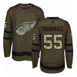 Mens Adidas Detroit Red Wings 55 Niklas Kronwall Authentic Green Salute to Service NHL Jersey 