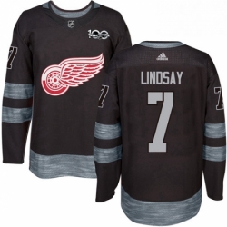 Mens Adidas Detroit Red Wings 7 Ted Lindsay Premier Black 1917 2017 100th Anniversary NHL Jersey 