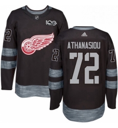 Mens Adidas Detroit Red Wings 72 Andreas Athanasiou Authentic Black 1917 2017 100th Anniversary NHL Jersey 