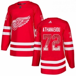 Mens Adidas Detroit Red Wings 72 Andreas Athanasiou Authentic Red Drift Fashion NHL Jersey 