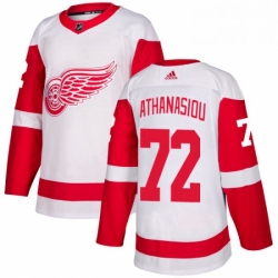 Mens Adidas Detroit Red Wings 72 Andreas Athanasiou Authentic White Away NHL Jersey 