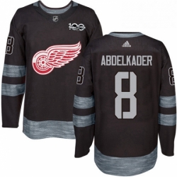 Mens Adidas Detroit Red Wings 8 Justin Abdelkader Authentic Black 1917 2017 100th Anniversary NHL Jersey 