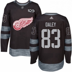 Mens Adidas Detroit Red Wings 83 Trevor Daley Authentic Black 1917 2017 100th Anniversary NHL Jersey 
