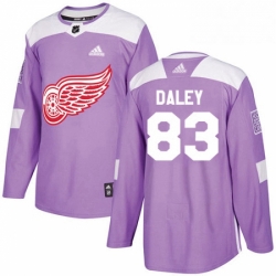 Mens Adidas Detroit Red Wings 83 Trevor Daley Authentic Purple Fights Cancer Practice NHL Jersey 