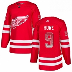 Mens Adidas Detroit Red Wings 9 Gordie Howe Authentic Red Drift Fashion NHL Jersey 