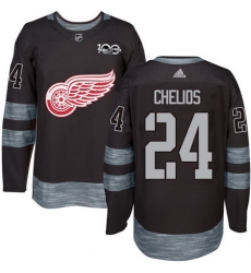 Red Wings #24 Chris Chelios Black 1917 2017 100th Anniversary Stitched NHL Jersey