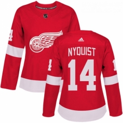Womens Adidas Detroit Red Wings 14 Gustav Nyquist Authentic Red Home NHL Jersey 