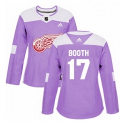 Womens Adidas Detroit Red Wings 17 David Booth Authentic Purple Fights Cancer Practice NHL Jersey 