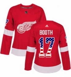 Womens Adidas Detroit Red Wings 17 David Booth Authentic Red USA Flag Fashion NHL Jersey 