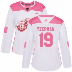 Womens Adidas Detroit Red Wings 19 Steve Yzerman Authentic WhitePink Fashion NHL Jersey 