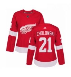Womens Adidas Detroit Red Wings 21 Dennis Cholowski Premier Red Home NHL Jersey 
