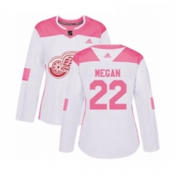 Womens Adidas Detroit Red Wings 22 Wade Megan Authentic White Pink Fashion NHL Jersey 