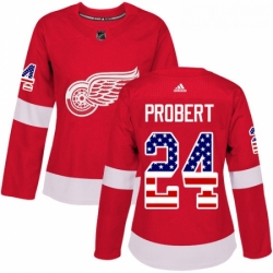 Womens Adidas Detroit Red Wings 24 Bob Probert Authentic Red USA Flag Fashion NHL Jersey 
