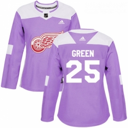Womens Adidas Detroit Red Wings 25 Mike Green Authentic Purple Fights Cancer Practice NHL Jersey 