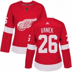 Womens Adidas Detroit Red Wings 26 Thomas Vanek Authentic Red Home NHL Jersey 