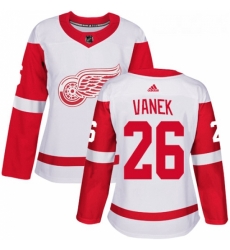 Womens Adidas Detroit Red Wings 26 Thomas Vanek Authentic White Away NHL Jersey 