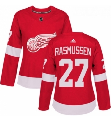 Womens Adidas Detroit Red Wings 27 Michael Rasmussen Authentic Red Home NHL Jersey 
