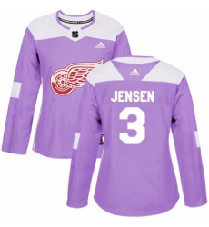 Womens Adidas Detroit Red Wings 3 Nick Jensen Authentic Purple Fights Cancer Practice NHL Jersey 