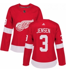 Womens Adidas Detroit Red Wings 3 Nick Jensen Authentic Red Home NHL Jersey 