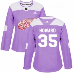 Womens Adidas Detroit Red Wings 35 Jimmy Howard Authentic Purple Fights Cancer Practice NHL Jersey 