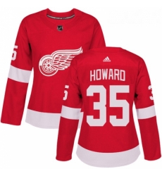 Womens Adidas Detroit Red Wings 35 Jimmy Howard Premier Red Home NHL Jersey 