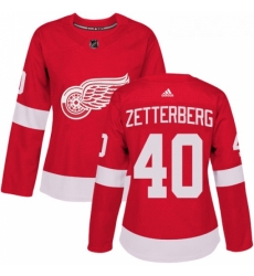 Womens Adidas Detroit Red Wings 40 Henrik Zetterberg Authentic Red Home NHL Jersey 