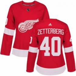 Womens Adidas Detroit Red Wings 40 Henrik Zetterberg Authentic Red Home NHL Jersey 