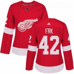 Womens Adidas Detroit Red Wings 42 Martin Frk Authentic Red Home NHL Jersey 