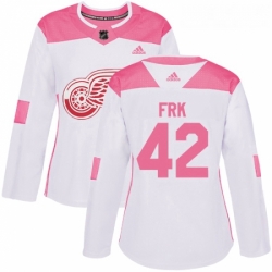 Womens Adidas Detroit Red Wings 42 Martin Frk Authentic WhitePink Fashion NHL Jersey 