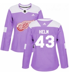 Womens Adidas Detroit Red Wings 43 Darren Helm Authentic Purple Fights Cancer Practice NHL Jersey 
