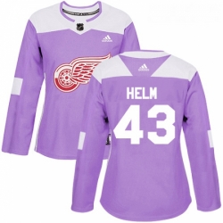 Womens Adidas Detroit Red Wings 43 Darren Helm Authentic Purple Fights Cancer Practice NHL Jersey 