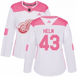 Womens Adidas Detroit Red Wings 43 Darren Helm Authentic WhitePink Fashion NHL Jersey 