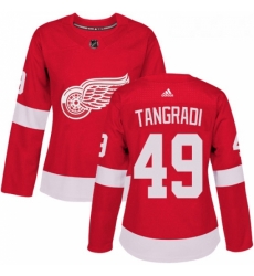 Womens Adidas Detroit Red Wings 49 Eric Tangradi Authentic Red Home NHL Jersey 
