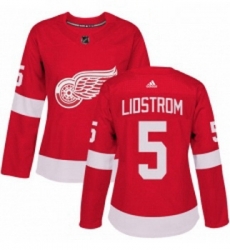 Womens Adidas Detroit Red Wings 5 Nicklas Lidstrom Authentic Red Home NHL Jersey 