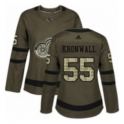 Womens Adidas Detroit Red Wings 55 Niklas Kronwall Authentic Green Salute to Service NHL Jersey 