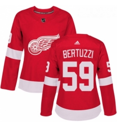 Womens Adidas Detroit Red Wings 59 Tyler Bertuzzi Authentic Red Home NHL Jersey 