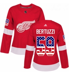 Womens Adidas Detroit Red Wings 59 Tyler Bertuzzi Authentic Red USA Flag Fashion NHL Jersey 