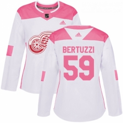 Womens Adidas Detroit Red Wings 59 Tyler Bertuzzi Authentic WhitePink Fashion NHL Jersey 