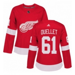 Womens Adidas Detroit Red Wings 61 Xavier Ouellet Authentic Red Home NHL Jersey 