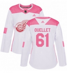 Womens Adidas Detroit Red Wings 61 Xavier Ouellet Authentic WhitePink Fashion NHL Jersey 