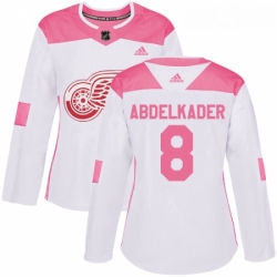 Womens Adidas Detroit Red Wings 8 Justin Abdelkader Authentic WhitePink Fashion NHL Jersey 