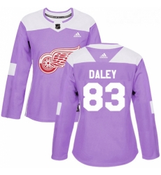Womens Adidas Detroit Red Wings 83 Trevor Daley Authentic Purple Fights Cancer Practice NHL Jersey 