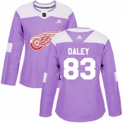 Womens Adidas Detroit Red Wings 83 Trevor Daley Authentic Purple Fights Cancer Practice NHL Jersey 