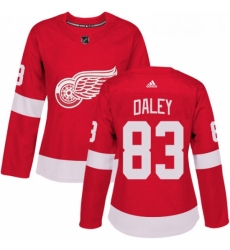 Womens Adidas Detroit Red Wings 83 Trevor Daley Authentic Red Home NHL Jersey 