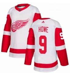 Womens Adidas Detroit Red Wings 9 Gordie Howe Authentic White Away NHL Jersey 