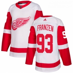Womens Adidas Detroit Red Wings 93 Johan Franzen Authentic White Away NHL Jersey 